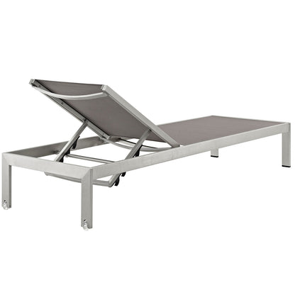 Modway Furniture Shore Outdoor Patio Aluminum Mesh Chaise - EEI-2249-SLV-BLK