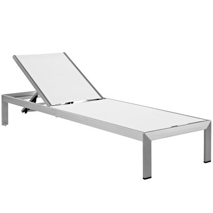 Modway Furniture Shore Outdoor Patio Aluminum Mesh Chaise - EEI-2249-SLV-BLK