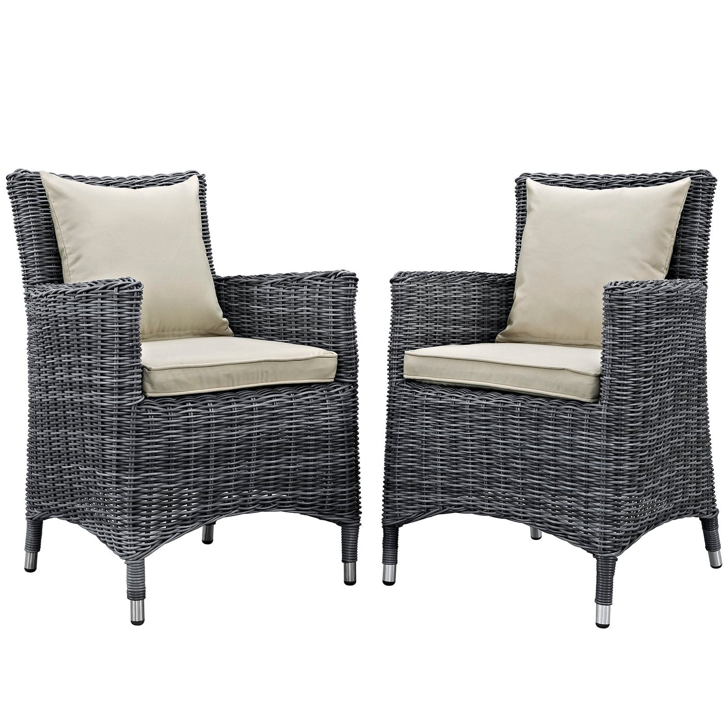Modway Furniture Summon 2 Piece Outdoor Patio Sunbrella Dining Set - EEI-2313-GRY-BEI-SET