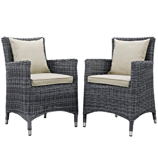 Modway Furniture Summon 2 Piece Outdoor Patio Sunbrella Dining Set - EEI-2313-GRY-BEI-SET