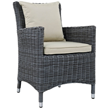 Modway Furniture Summon 4 Piece Outdoor Patio Sunbrella Dining Set - EEI-2314-GRY-BEI-SET