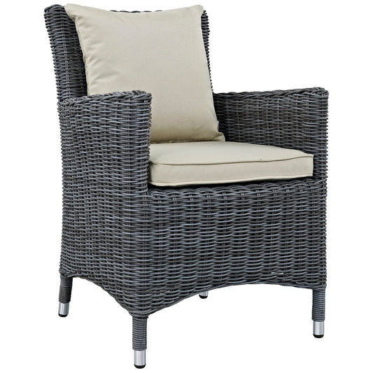 Modway Furniture Summon 4 Piece Outdoor Patio Sunbrella Dining Set - EEI-2314-GRY-BEI-SET