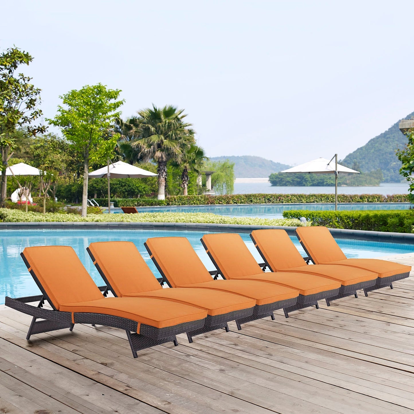 Modway Furniture Convene Chaise Outdoor Patio Set of 6 by Modway - EEI-2430-EXP-ORA-SET
