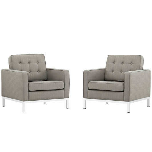 Modway furniture Loft Armchairs Upholstered Fabric Set of 2 - EEI-2440-LGR-SET