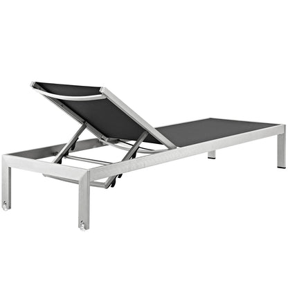 Modway Furniture Shore Chaise Outdoor Patio Aluminum Set of 4 – EEI-2473-SLV-BLK-SET