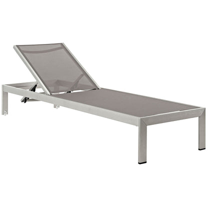 Modway Furniture Shore Chaise Outdoor Patio Aluminum Set of 6 – EEI-2474-SLV-BLK-SET