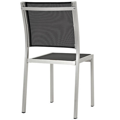 Modway Furniture Shore 7 Piece Outdoor Patio Aluminum Dining Set – EEI-2485-SLV-BLK-SET