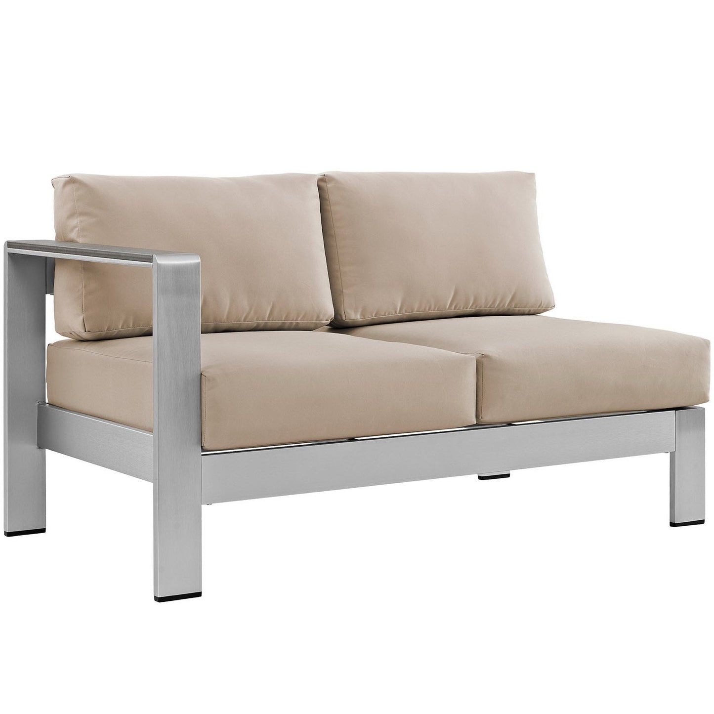 Modway Furniture Shore 5 Piece Outdoor Aluminum Sectional Sofa Set by Modway - EEI-2560-SLV-GRY