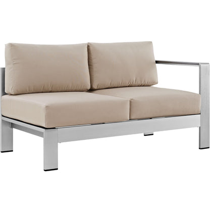 Modway Furniture Shore 5 Piece Outdoor Aluminum Sectional Sofa Set by Modway - EEI-2560-SLV-GRY