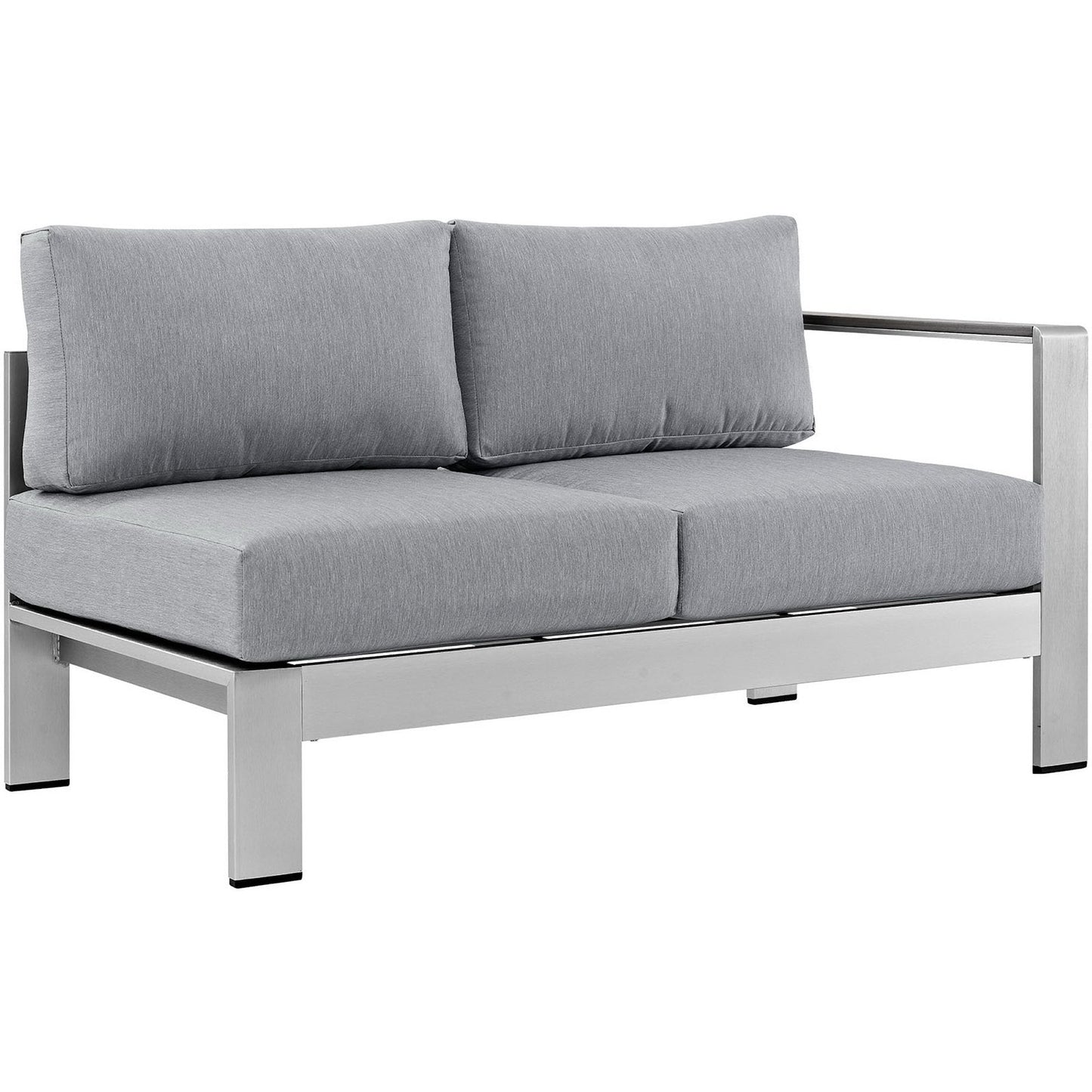Modway Furniture Shore 5 Piece Outdoor Aluminum Sectional Sofa Set by Modway - EEI-2560-SLV-GRY