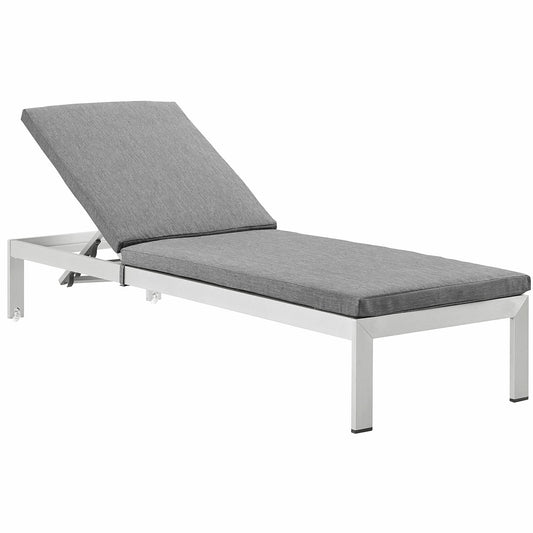 Modway Furniture Shore Outdoor Patio Aluminum Chaise with Cushions - EEI-2660-SLV-TRQ
