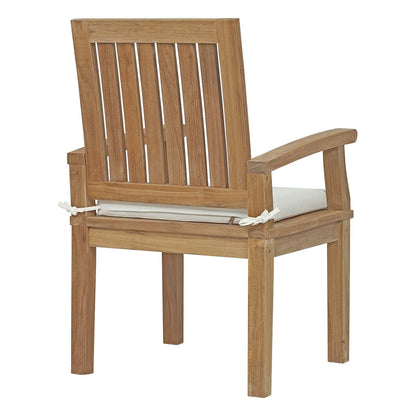 Modway Furniture Marina Outdoor Patio Teak Dining Chair – EEI-2701-NAT-WHI