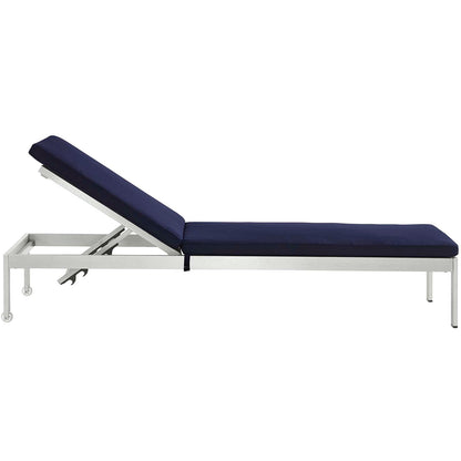 Modway Furniture  Shore Chaise with Cushions Outdoor Patio Aluminum Set of 2 - EEI-2737-SLV-TRQ-SET