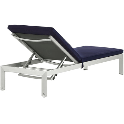 Modway Furniture  Shore Chaise with Cushions Outdoor Patio Aluminum Set of 2 - EEI-2737-SLV-TRQ-SET