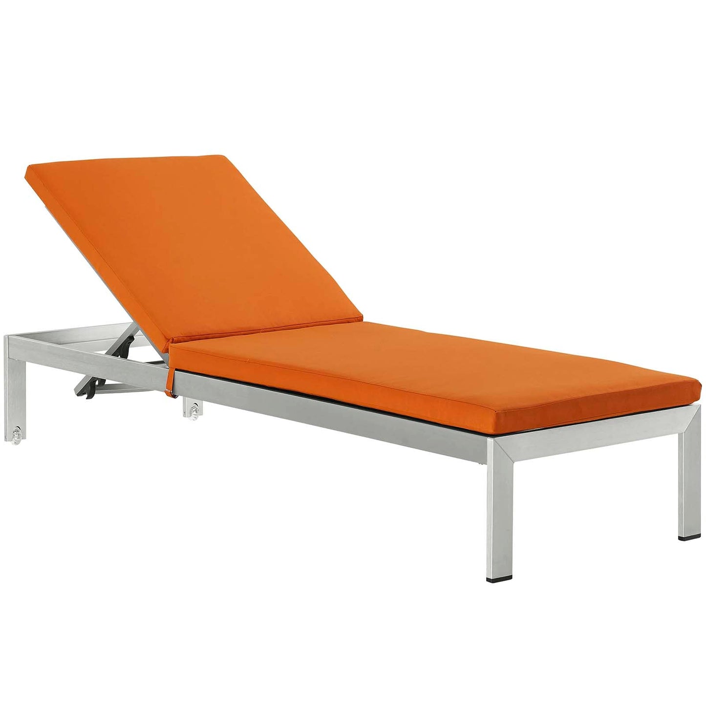 Modway Furniture  Shore Chaise with Cushions Outdoor Patio Aluminum Set of 2 - EEI-2737-SLV-TRQ-SET