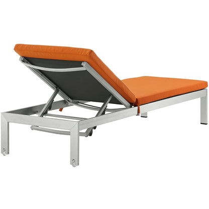 Modway Furniture  Shore Chaise with Cushions Outdoor Patio Aluminum Set of 2 - EEI-2737-SLV-TRQ-SET