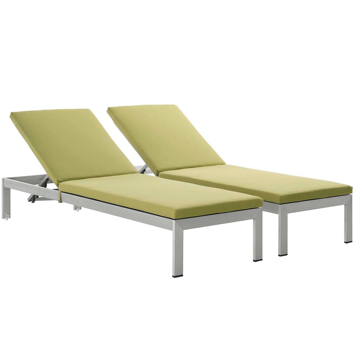 Modway Furniture  Shore Chaise with Cushions Outdoor Patio Aluminum Set of 2 - EEI-2737-SLV-TRQ-SET