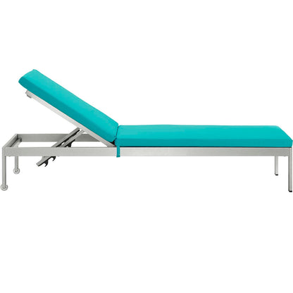 Modway Furniture  Shore Chaise with Cushions Outdoor Patio Aluminum Set of 2 - EEI-2737-SLV-TRQ-SET