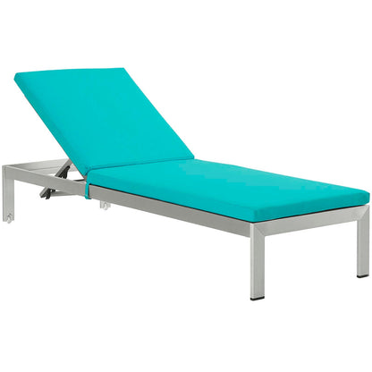 Modway Furniture Shore Chaise with Cushions Outdoor Patio Aluminum Set of 4 - EEI-2738-SLV-TRQ-SET