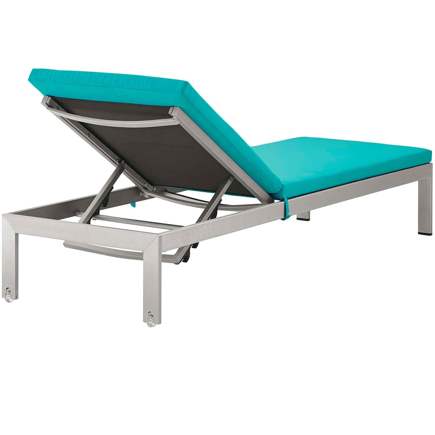 Modway Furniture Shore Chaise with Cushions Outdoor Patio Aluminum Set of 4 - EEI-2738-SLV-TRQ-SET
