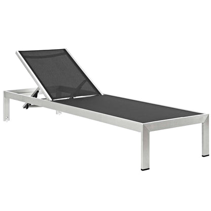 Modway Furniture Shore Chaise with Cushions Outdoor Patio Aluminum Set of 6 by Modway - EEI-2739-SLV-TRQ-SET