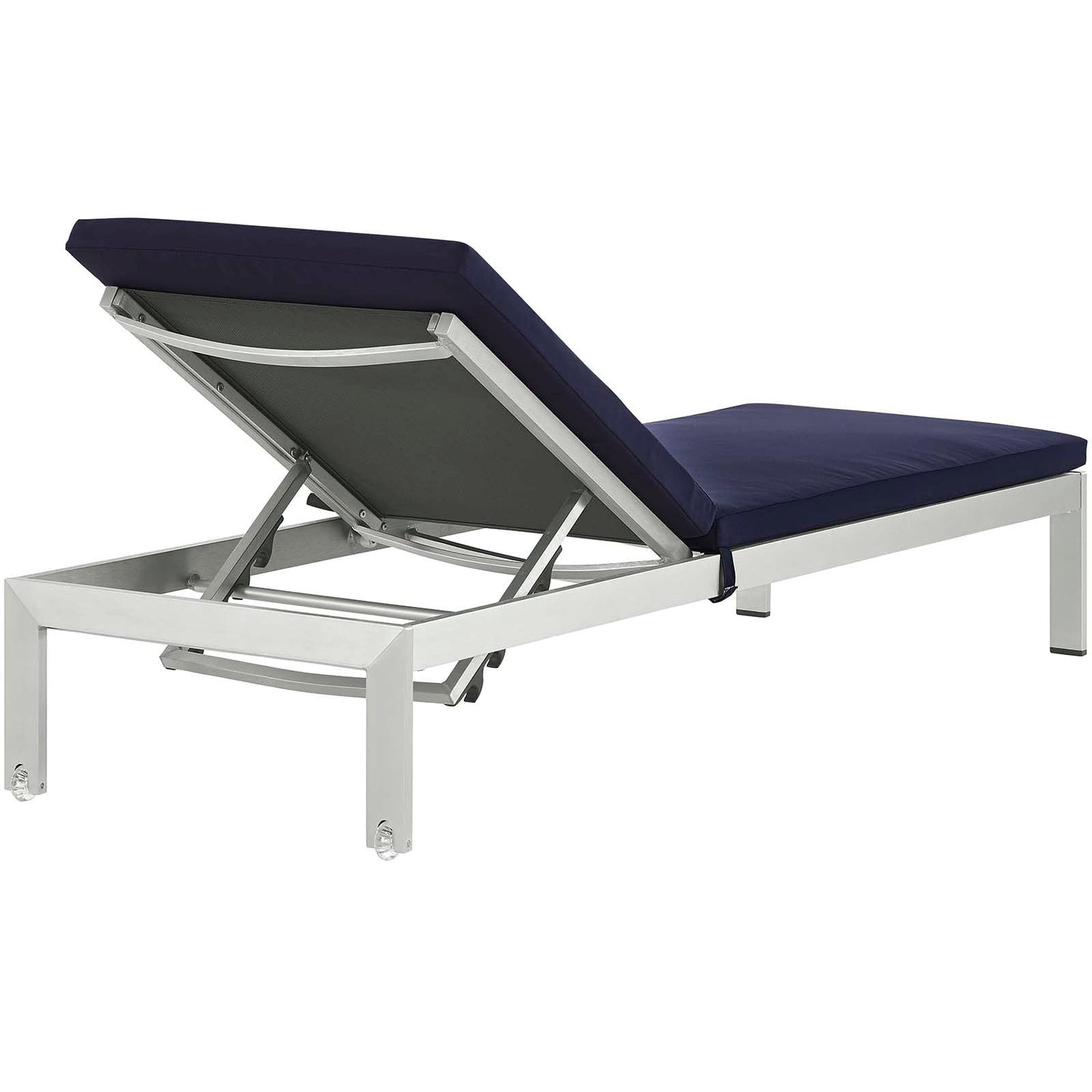 Modway Furniture Shore Chaise with Cushions Outdoor Patio Aluminum Set of 6 by Modway - EEI-2739-SLV-TRQ-SET