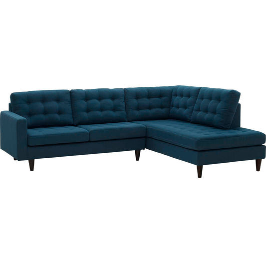 Modway furniture Empress 2 Piece Upholstered Fabric Right Facing Bumper Sectional - EEI-2797-AZU
