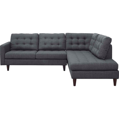 Modway furniture Empress 2 Piece Upholstered Fabric Right Facing Bumper Sectional - EEI-2797-AZU