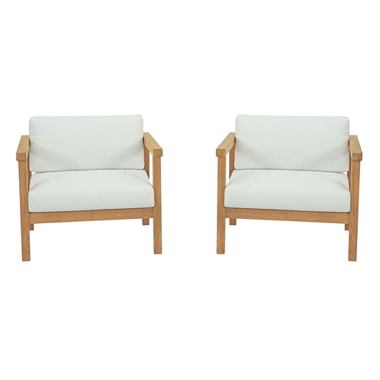 Modway furniture Bayport 2 Piece Outdoor Patio Teak Set - EEI-3108-NAT-WHI-SET