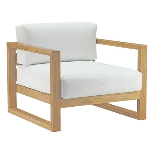 Modway furniture Upland 3 Piece Outdoor Patio Teak Set - EEI-3114-NAT-WHI-SET