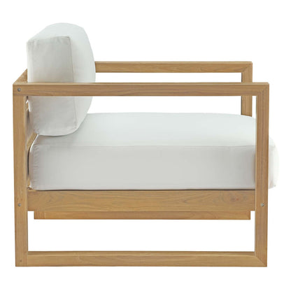 Modway furniture Upland 3 Piece Outdoor Patio Teak Set - EEI-3114-NAT-WHI-SET