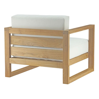 Modway furniture Upland 3 Piece Outdoor Patio Teak Set - EEI-3114-NAT-WHI-SET