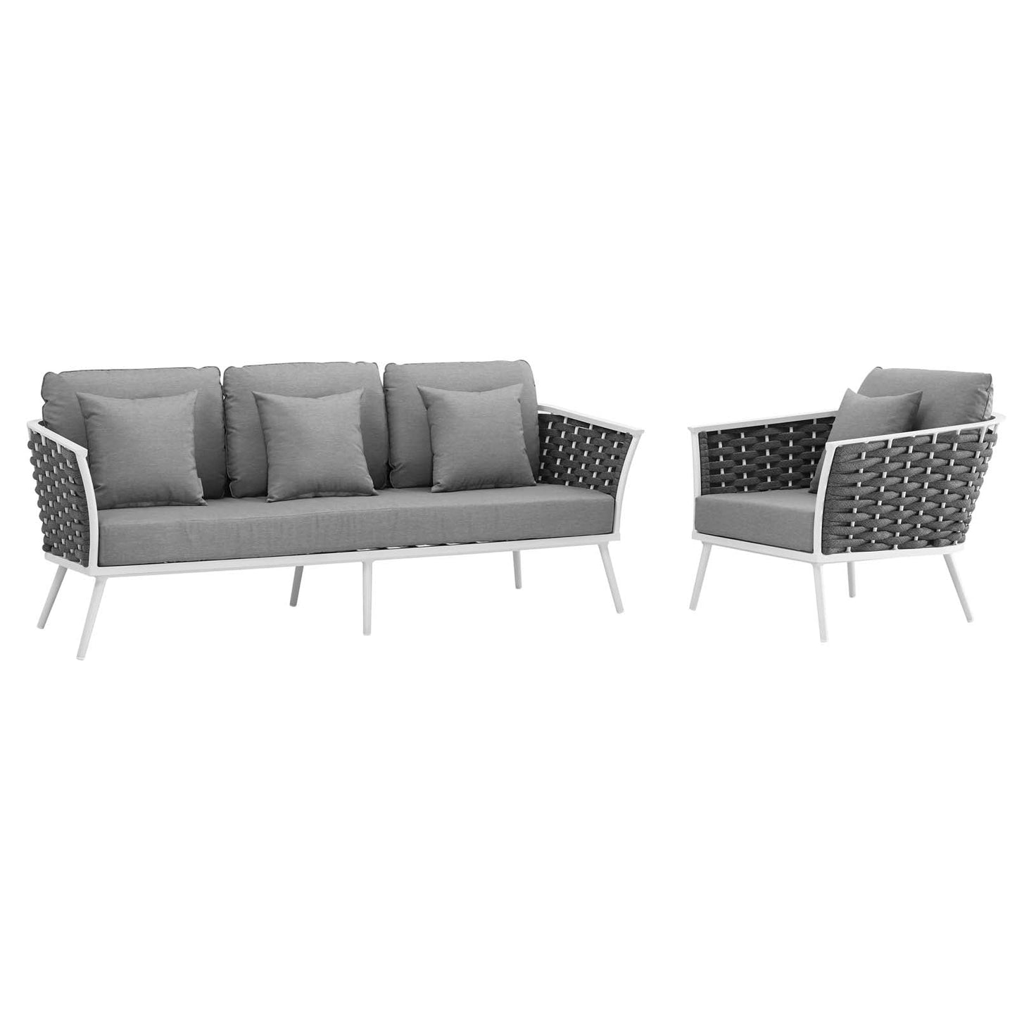 Modway Furniture Stance 2 Piece Outdoor Patio Aluminum Sectional Sofa Set by Modway - EEI-3164-WHI-GRY-SET