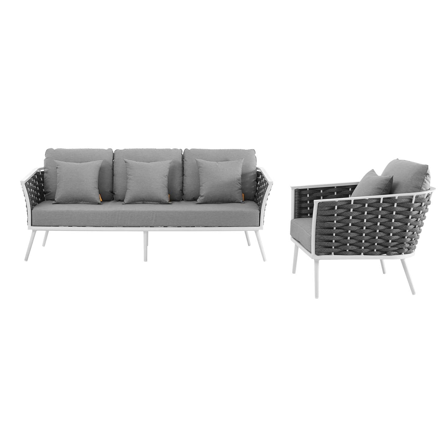 Modway Furniture Stance 2 Piece Outdoor Patio Aluminum Sectional Sofa Set by Modway - EEI-3164-WHI-GRY-SET