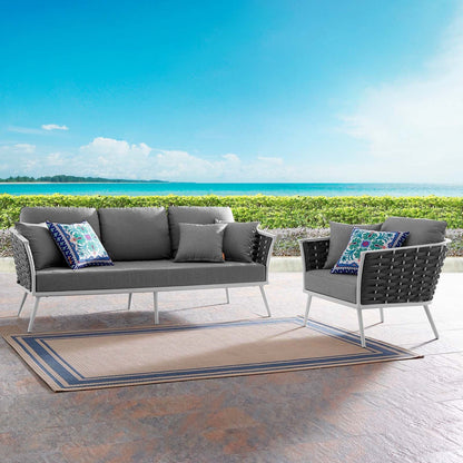 Modway Furniture Stance 2 Piece Outdoor Patio Aluminum Sectional Sofa Set by Modway - EEI-3164-WHI-GRY-SET