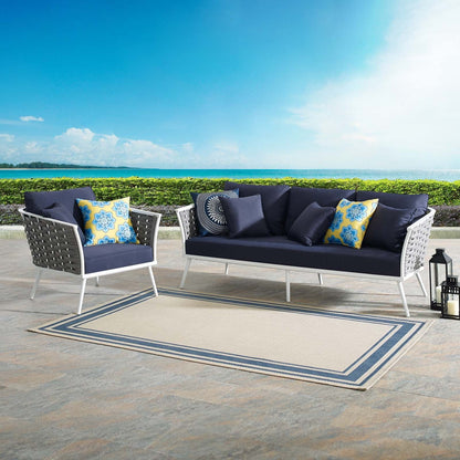 Modway Furniture Stance 2 Piece Outdoor Patio Aluminum Sectional Sofa Set by Modway - EEI-3164-WHI-GRY-SET