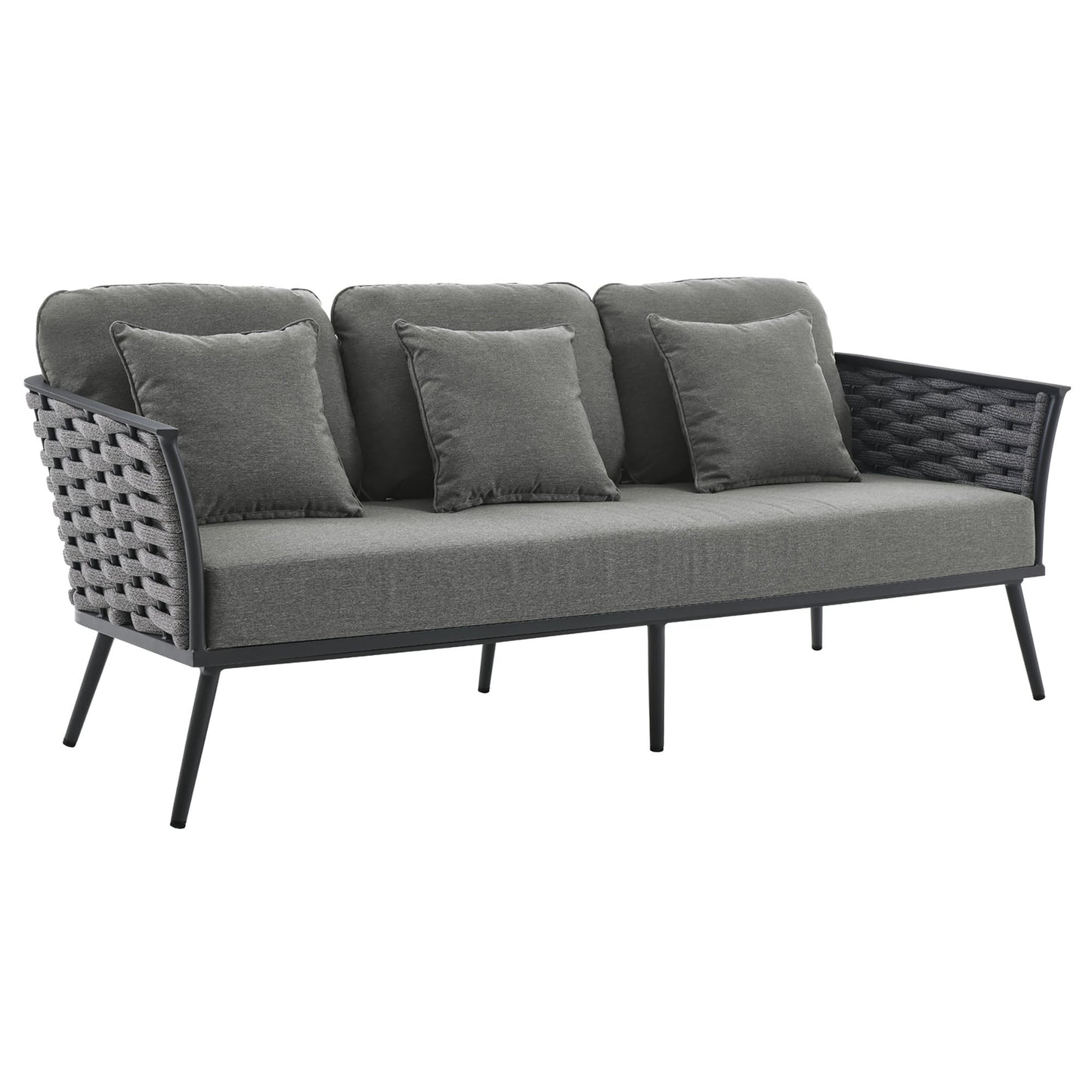 Modway Furniture Stance 3 Piece Outdoor Patio Aluminum Sectional Sofa Set by Modway - EEI-3165-WHI-GRY-SET