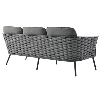 Modway Furniture Stance 3 Piece Outdoor Patio Aluminum Sectional Sofa Set by Modway - EEI-3165-WHI-GRY-SET