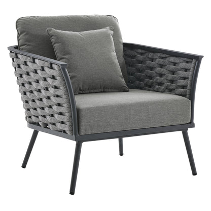 Modway Furniture Stance 3 Piece Outdoor Patio Aluminum Sectional Sofa Set by Modway - EEI-3165-WHI-GRY-SET