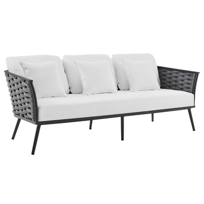 Modway Furniture Stance 3 Piece Outdoor Patio Aluminum Sectional Sofa Set by Modway - EEI-3165-WHI-GRY-SET