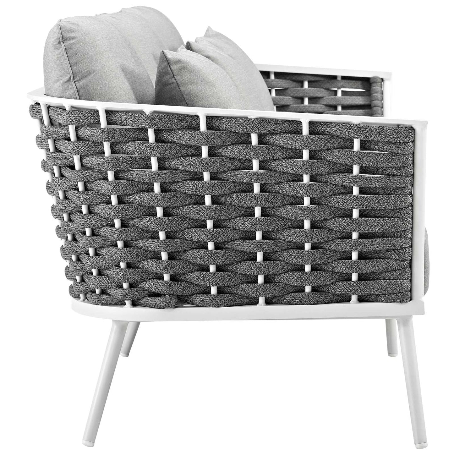 Modway Furniture Stance 3 Piece Outdoor Patio Aluminum Sectional Sofa Set by Modway - EEI-3165-WHI-GRY-SET