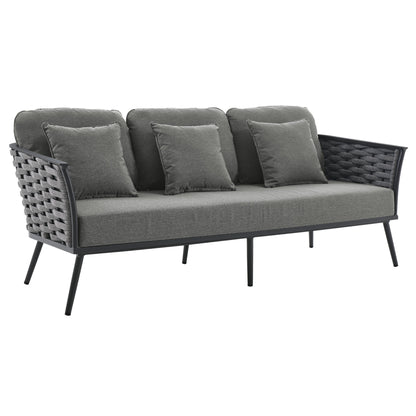 Modway Furniture Stance 4 Piece Outdoor Patio Aluminum Sectional Sofa Set by Modway - EEI-3167-WHI-GRY-SET