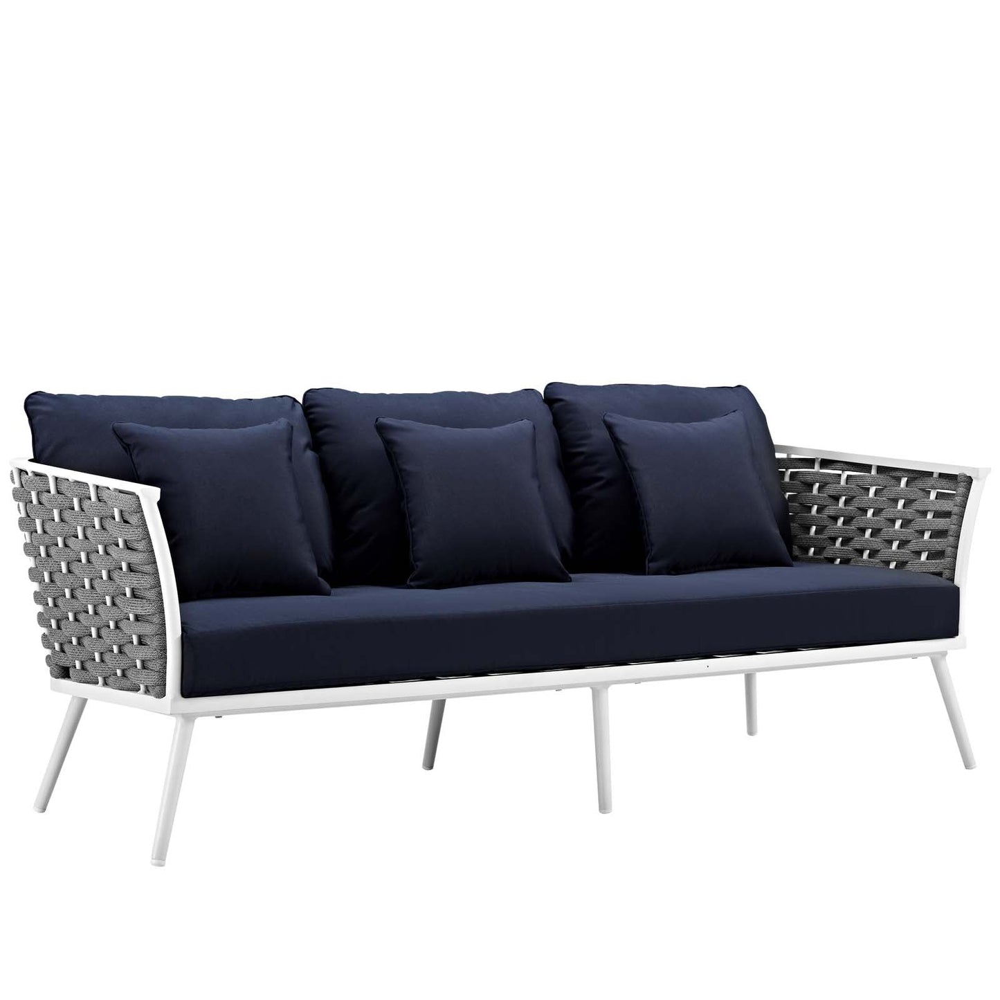 Modway Furniture Stance 4 Piece Outdoor Patio Aluminum Sectional Sofa Set by Modway - EEI-3167-WHI-GRY-SET