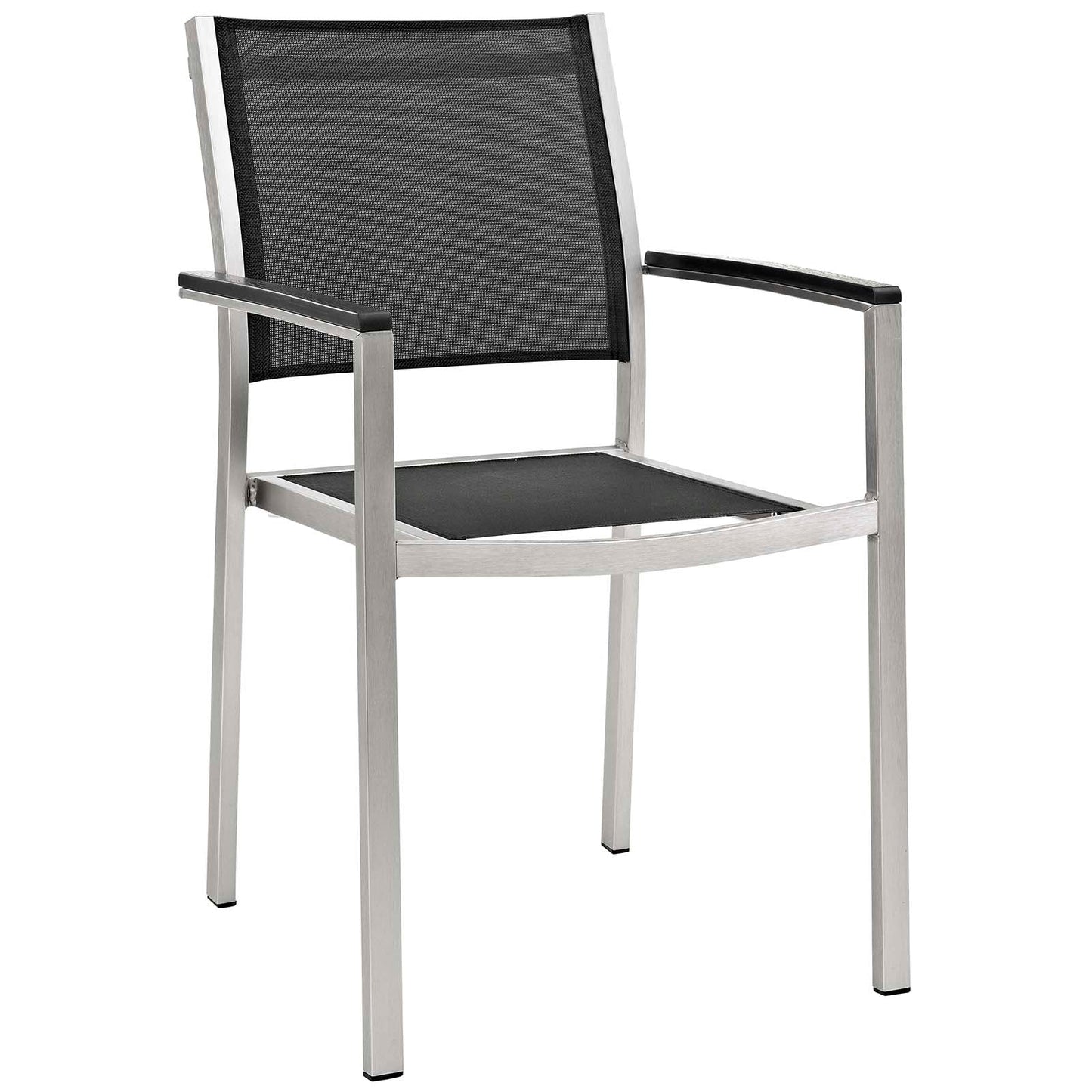Modway Furniture Shore 7 Piece Outdoor Patio Aluminum Dining Set – EEI-3200-SLV-BLK-SET