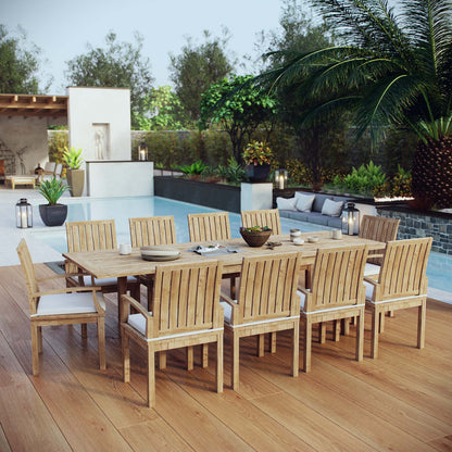 Modway Furniture Marina 11 Piece Outdoor Patio Teak Dining Set by Modway – EEI-3282-NAT-WHI-SET
