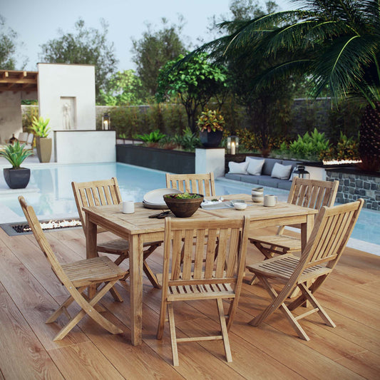 Modway Furniture Marina 7 Piece Outdoor Patio Teak Dining Set - EEI-3290-NAT-SET