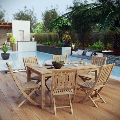 Modway Furniture Marina 7 Piece Outdoor Patio Teak Dining Set - EEI-3290-NAT-SET