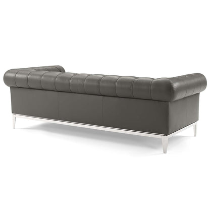 Modway Idyll Tufted Button Upholstered Leather Chesterfield Sofa - EEI-3441-TAN