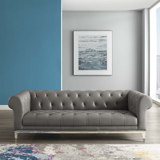 Modway Idyll Tufted Button Upholstered Leather Chesterfield Sofa - EEI-3441-TAN