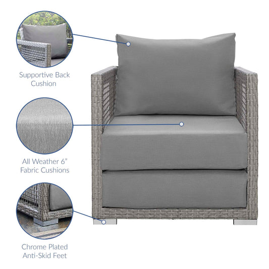 Modway Furniture Aura 3 Piece Outdoor Patio Wicker Rattan Set – EEI-3595-GRY-GRY-SET